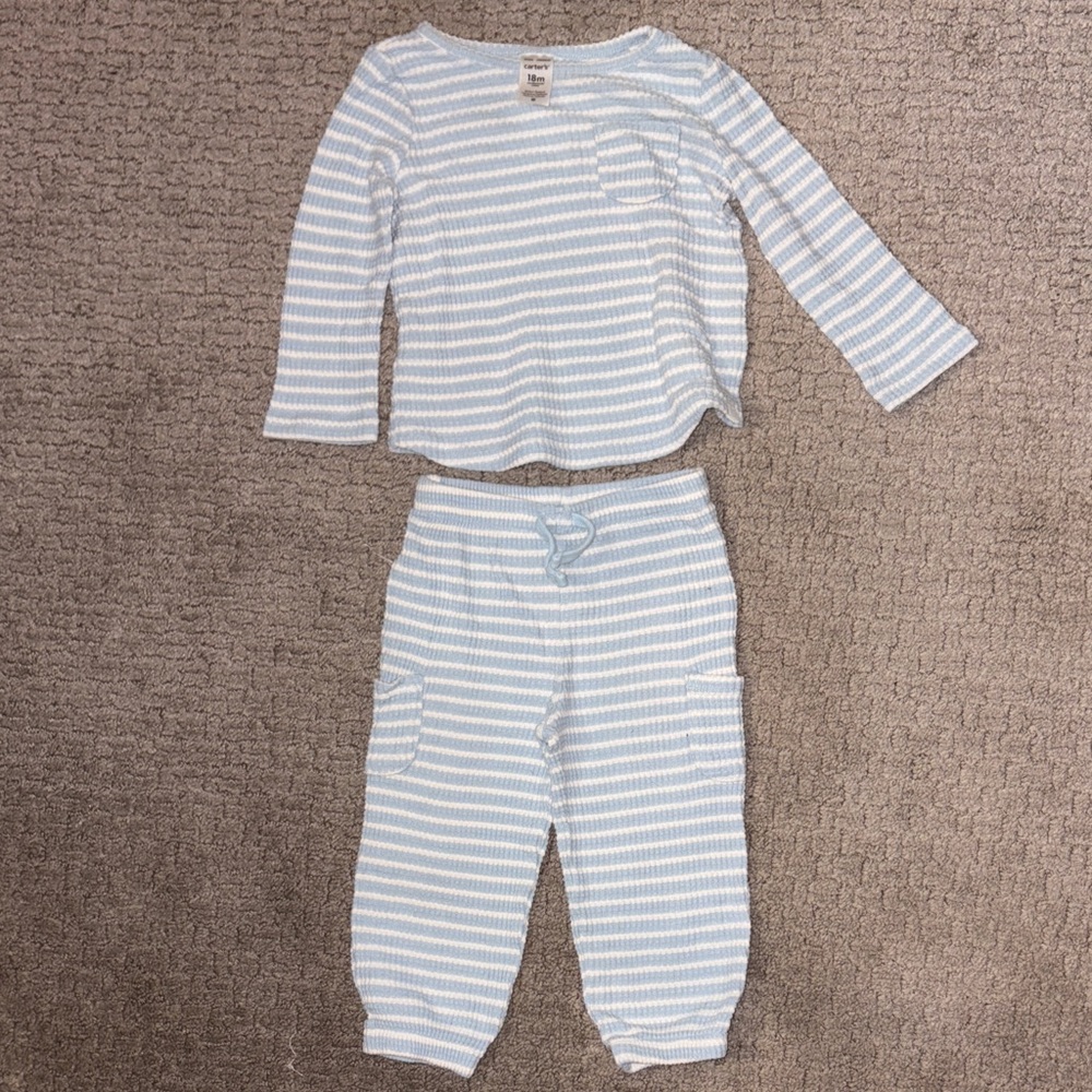 Carter's Blue and White Striped Pajama Set